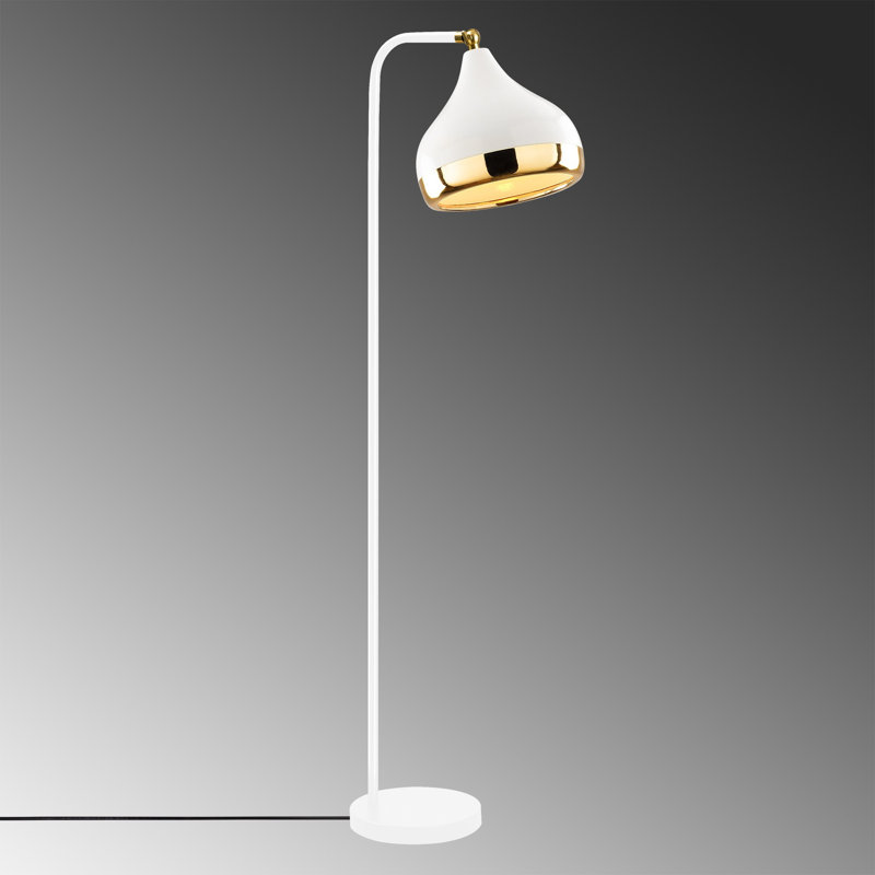 Lampe sur pied arquée 47 po Youra, Blanc, Blanc / Doré