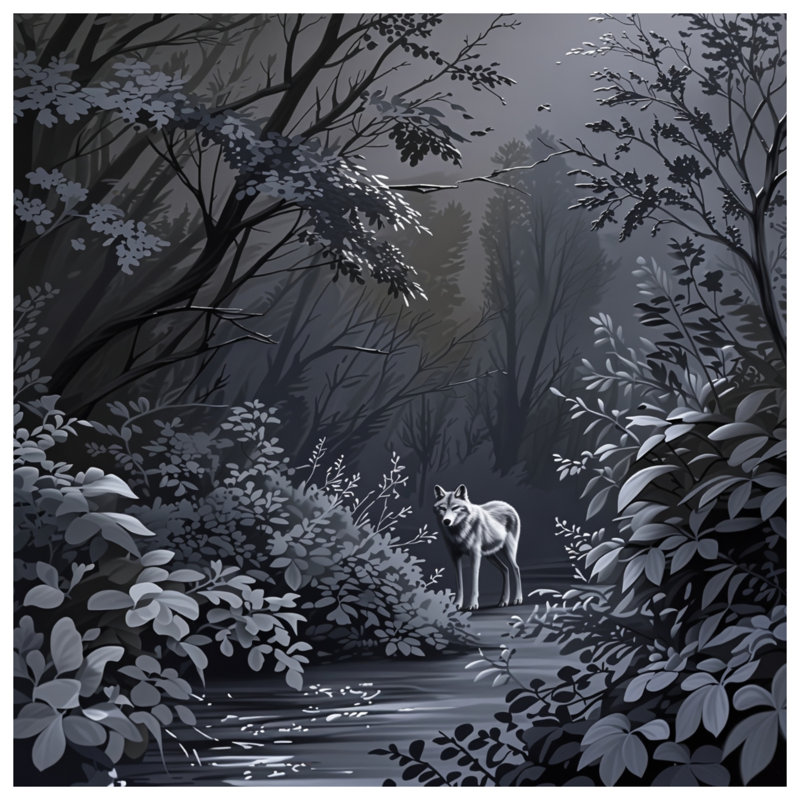 Coussins décoratifs loup gris en forêt, 20 po x 20 po