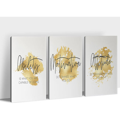 Office Wall Art - 3 Panel Motivational Canvas Art For Home Office, Positive Quote Wall Decor, Entrepreneur Words Poster Frame, 16'X24'x3pcs