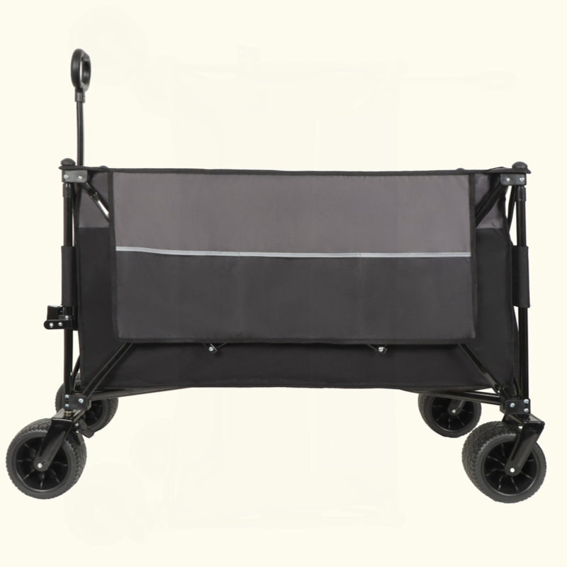 Grand chariot à chariot pliant robuste, Noir/gris