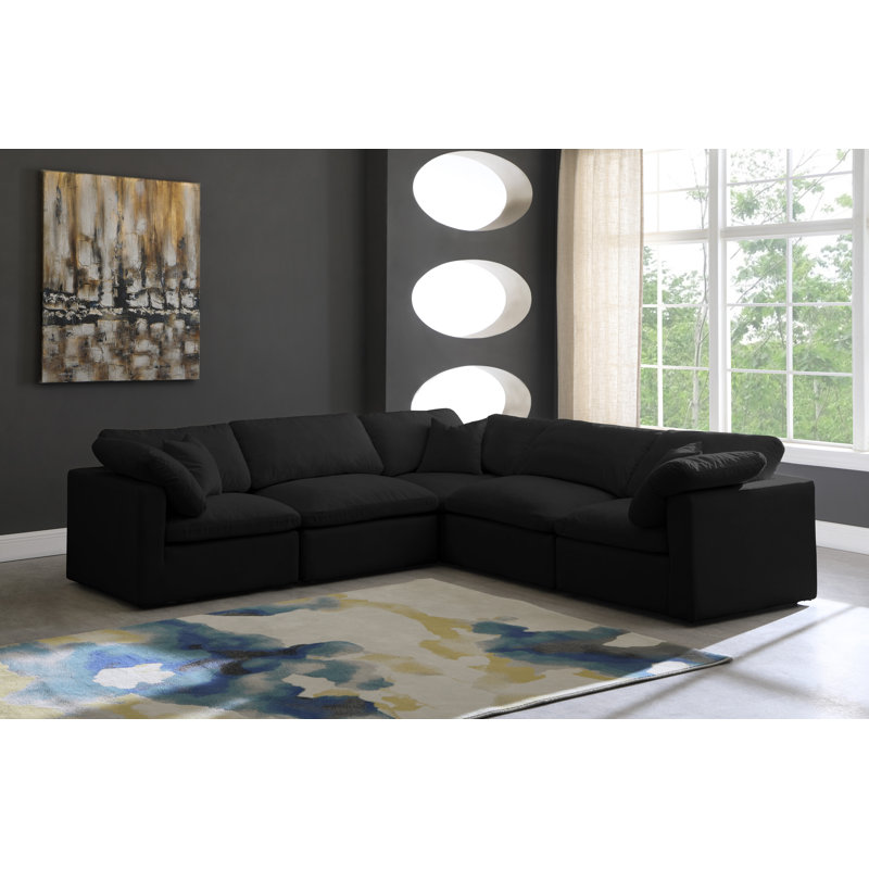 Canapé modulaire de 105 po Atis, Velours noir