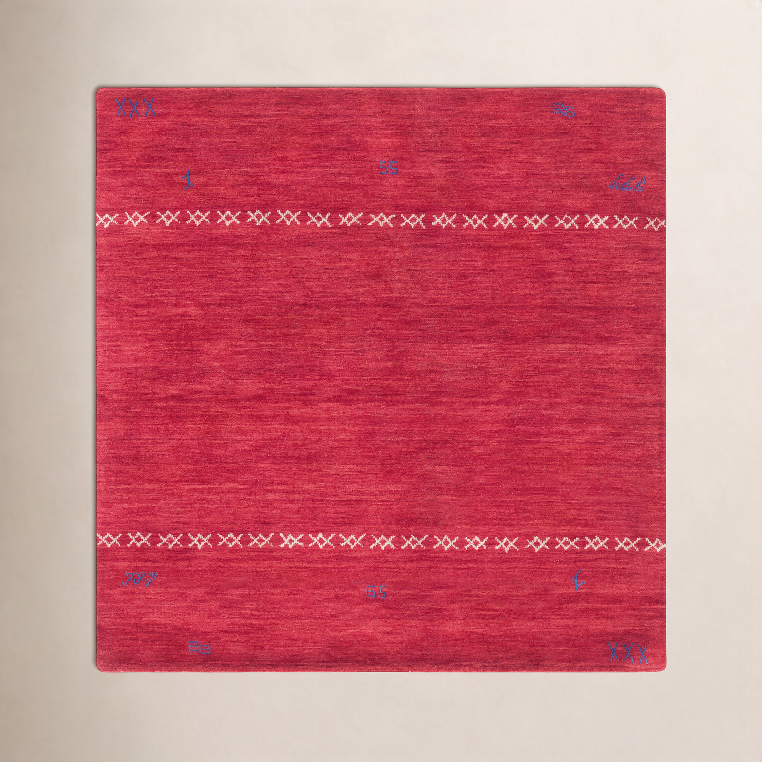 Santiago Red Handmade Wool Geometric Rug, Square 8'