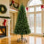 Arbre de Noël artificiel classique de 7 pi, 775 pointes, branches pleines, support en métal pliable, charnières faciles à installer pour des décorations de fêtes personnalisées, ignifuge, branches simples