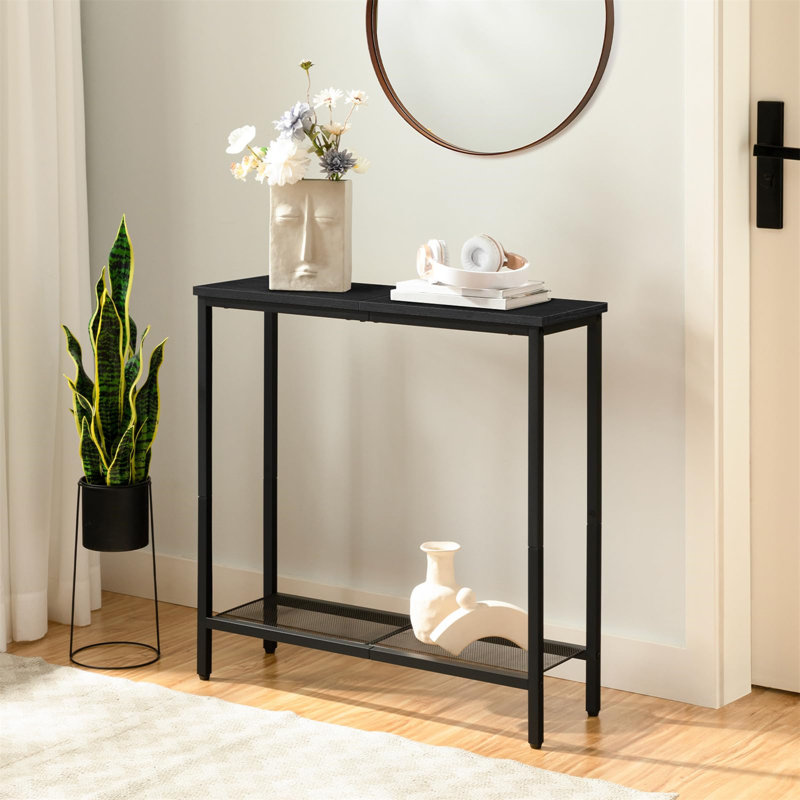 Mizpah 29.5'' Console Table Sofa Table with Shelf, Black