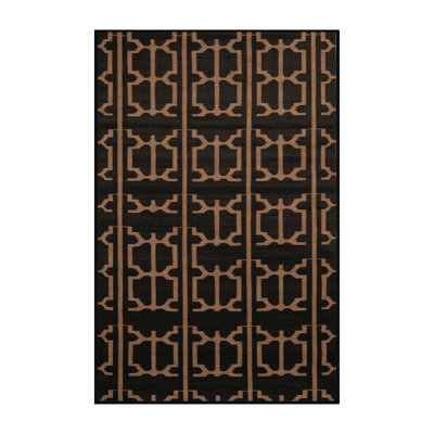 Machine Washable Trellis Black Area Rug