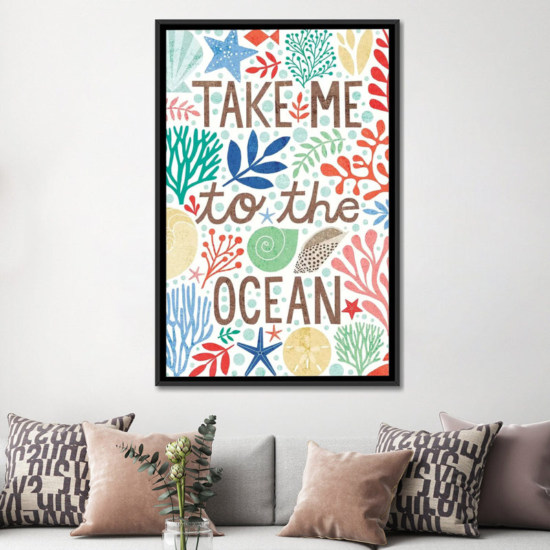 « under sea trésors iv », impression sur toile, H 26 po x l 18 po x P 1,5 po, Toile avec cadre noir, Pas de tapis
