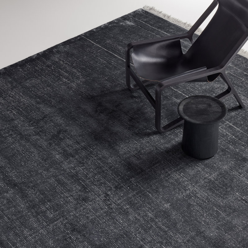 Fancy Area Rug in Indigo/Gray, Rectangle 5' x 8'