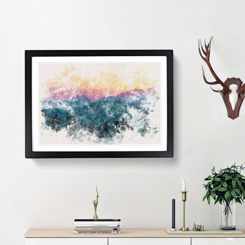 Mount Rainer in Seattle - Framed Print, 45cm H x 63cm W x 2cm D, Black Framed