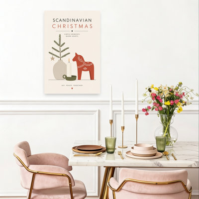 Scandinavian Christmas Hygge Peaceful Abstract Christmas Tree Horse Winter Landscape Wall Art Print by Treechild - Wrapped Canvas Print