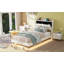 Size Upholstery Platform Bed Frame With LED Light Strips,Headboard Storage Space And Two USB Charging Deisgn,Beige