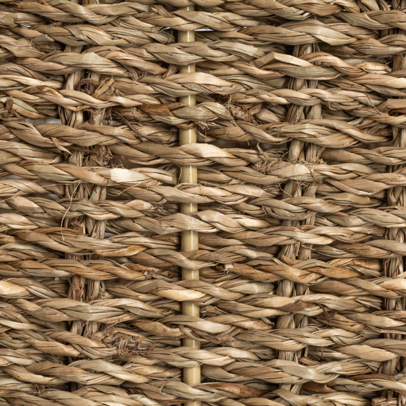 Panier de rangement rectangulaire en ruppie maritime tissé à la main, naturel, Naturel