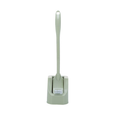 Dead Corner Toilet Brush With Long Handle And Wall Mounted Base, Soft Bristle Bathroom Cleaning, 16.5x4.7x3.9in Green
