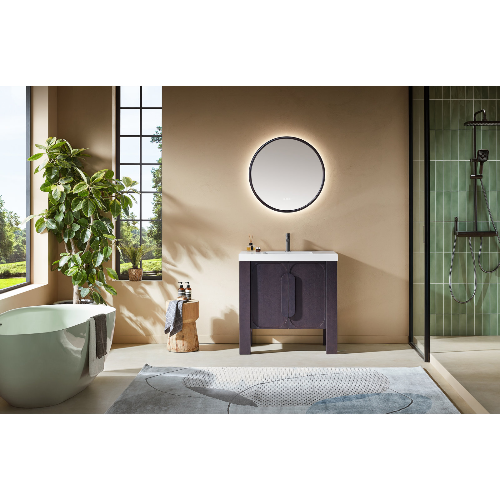 Munich 36" Single Vanity, White, Espresso 