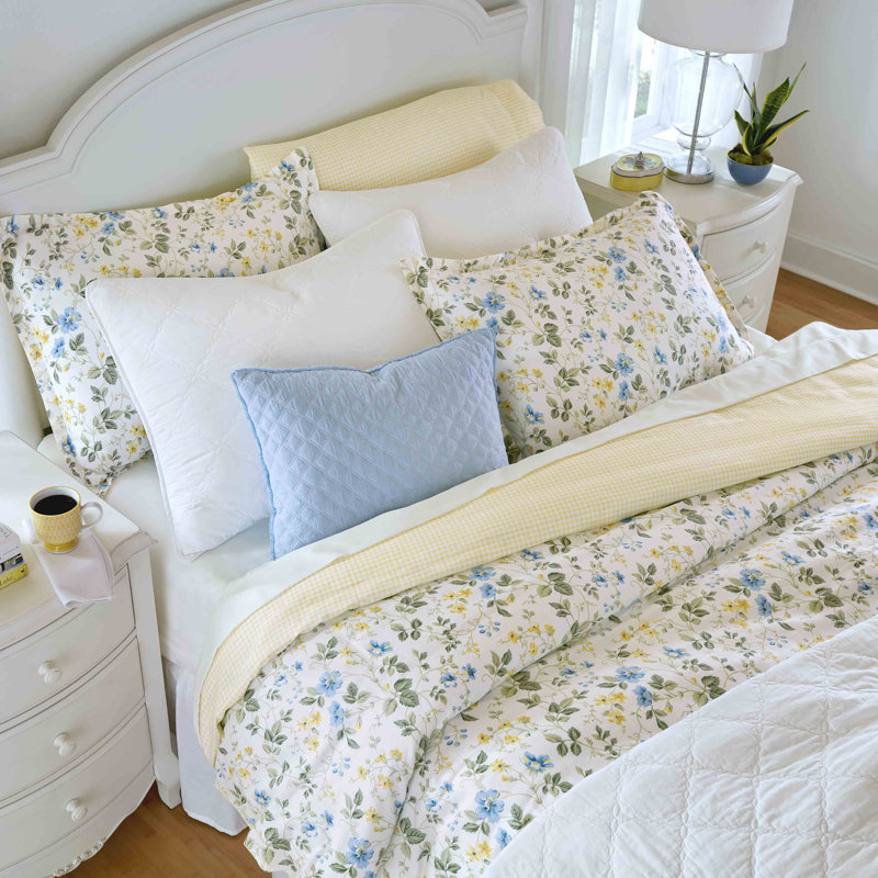 King Blue and Yellow Floral Cotton Duvet Cover Set