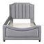 Lit de jour simple tapissier avec tête de lit à rayures classique, gris-367700344
