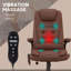 Chaise de bureau de massage à haut dossier avec 6 points de vibration, fauteuil chauffant inclinable en cuir avec accoudoirs et télécommande-130146007