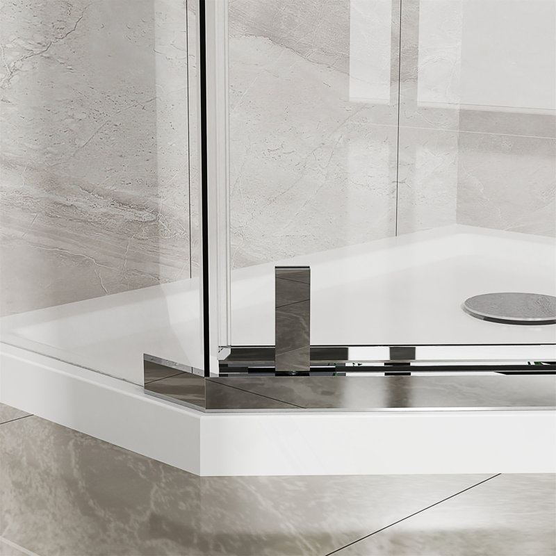 Porte de douche sans cadre avec verre trempé clair de 36 po P 36 po X P 72 po H, peu encombrant et durable, Chrome chrome