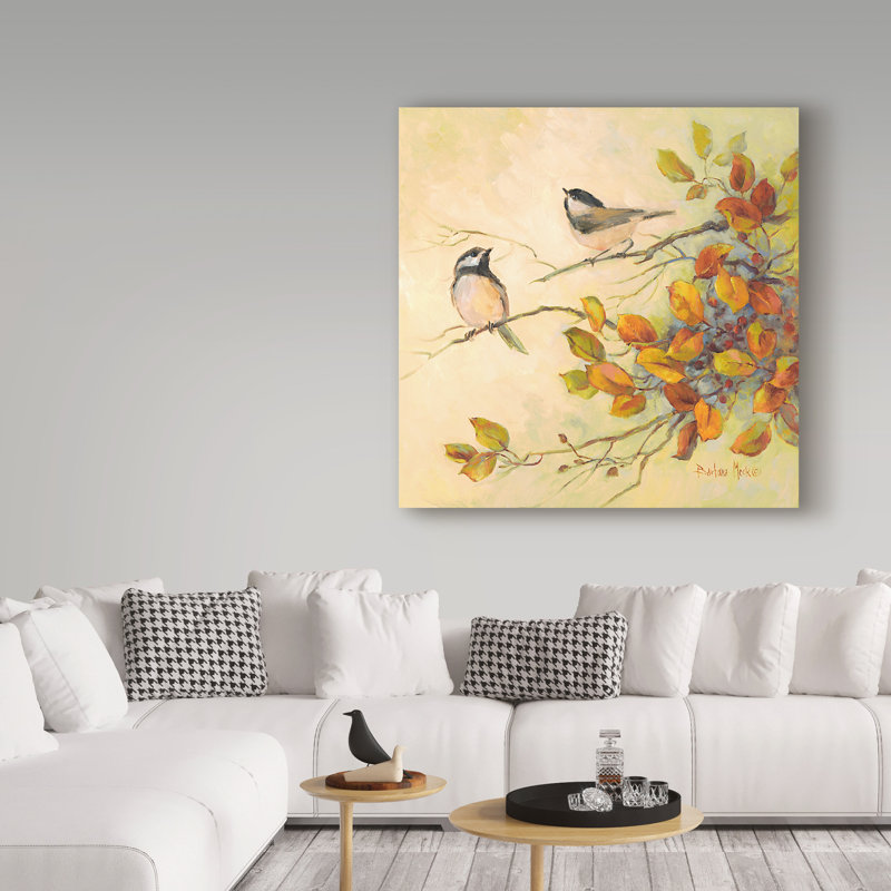 «Birds of Autumn» par Barbara Mock, reproduction sur toile, H 18 po x l 18 po x P 2 po