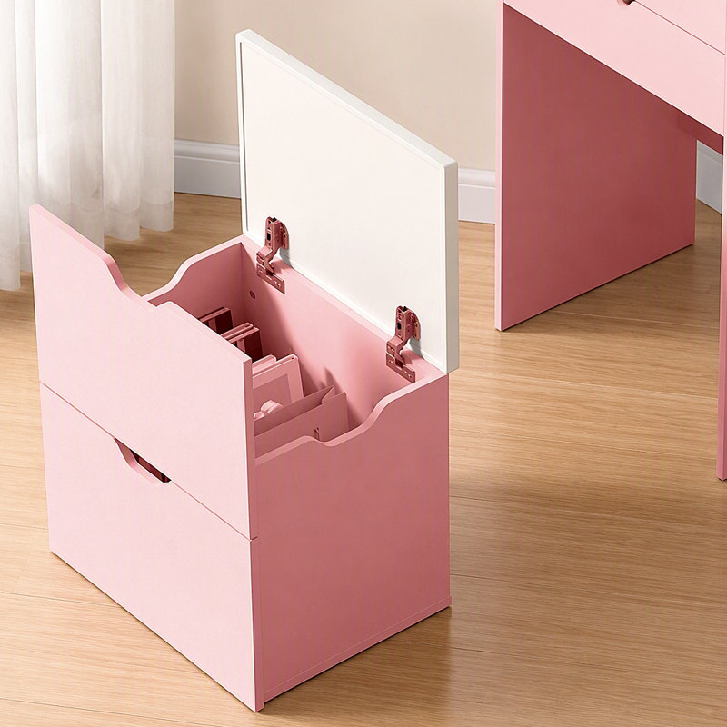 Coiffeuse et tabouret, ensemble de coiffeuse multifonctionnel 3-en-1, comprenant trois modes d'éclairage, un miroir HD, deux tiroirs coulissants et un tabouret de rangement caché.