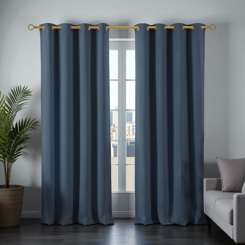 Tringle à rideaux simple ajustable 1 po Salut, Or, 66" - 120"