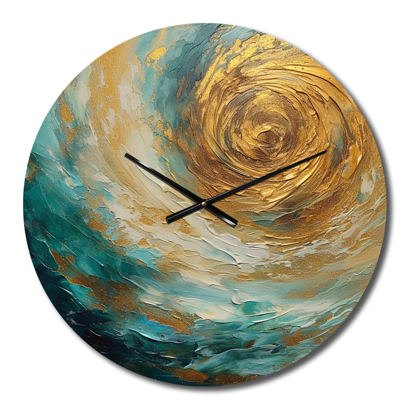 Horloge murale spirales abstraites Golden Ocean, Petit