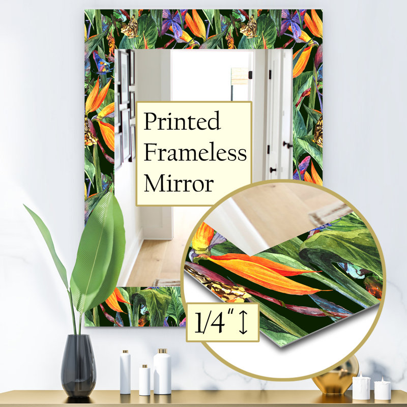 Miroir mural traditionnel 1 bohémien et éclectique gloomys tropical ambiance, H 24 po x l 32 po