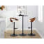 Tabouret de bar réglable avec pivot en métal noir, bois de noyer et similicuir crème avec repose-pieds arrondi en T - ensemble de 3-130031321-130031323