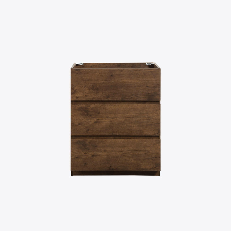 Floor cabinet WITHOUT basin,With three drawers, Walnut