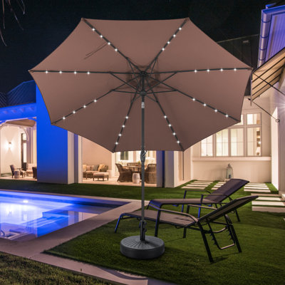 10Ft Market Umbrella Lighted Umbrella Beach With 8 Ribs