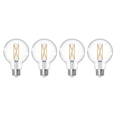 Bulbrite 7.6 Watt Dimmable G25 LED Light Bulb with Clear Finish and Medium Screw E26 Base, 800 Lumen