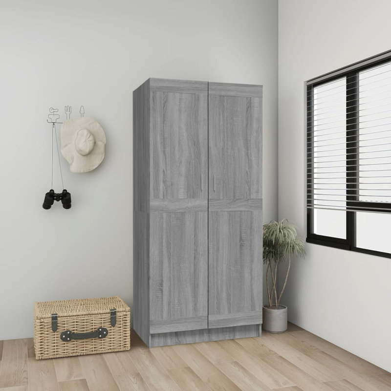 Hindelang 2 Door Manufactured Wood Wardrobe, Brown/Black