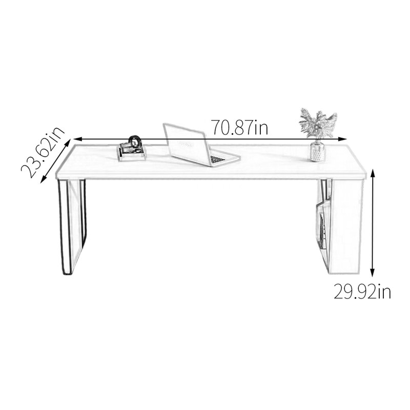 Bureau durable en bois massif multi-couches, H 29,92 po x l 70,87 po x P 23,62 po