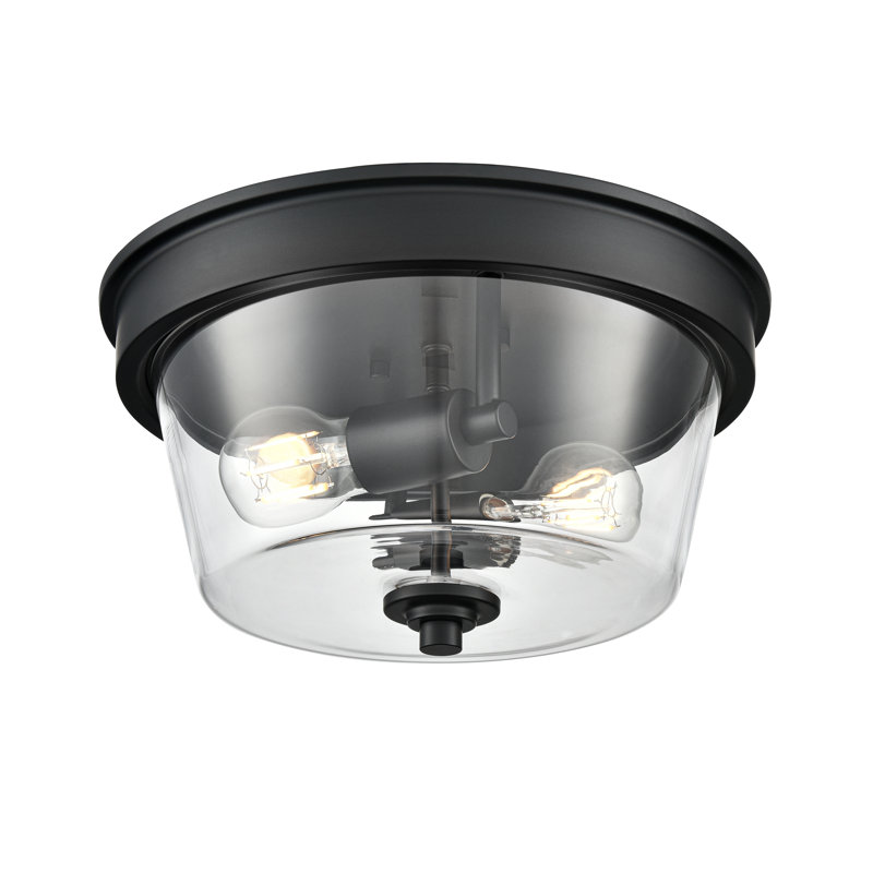 Strayhan 13" 2-Light Flush Mount - Matte Black, Matte Black