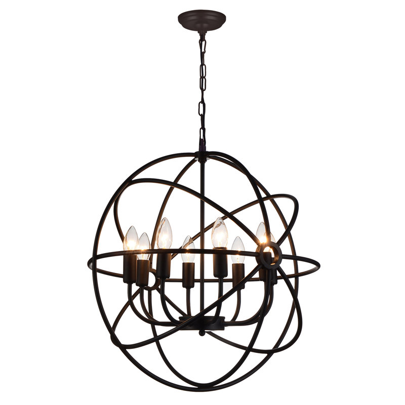 Lustre sphérique unique à 8 lumières Margo, H 24 po à 94 po x l 22 po x P 22 po