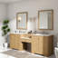 Meuble-lavabo moderne à double évier avec bois et pierre d'ingénierie