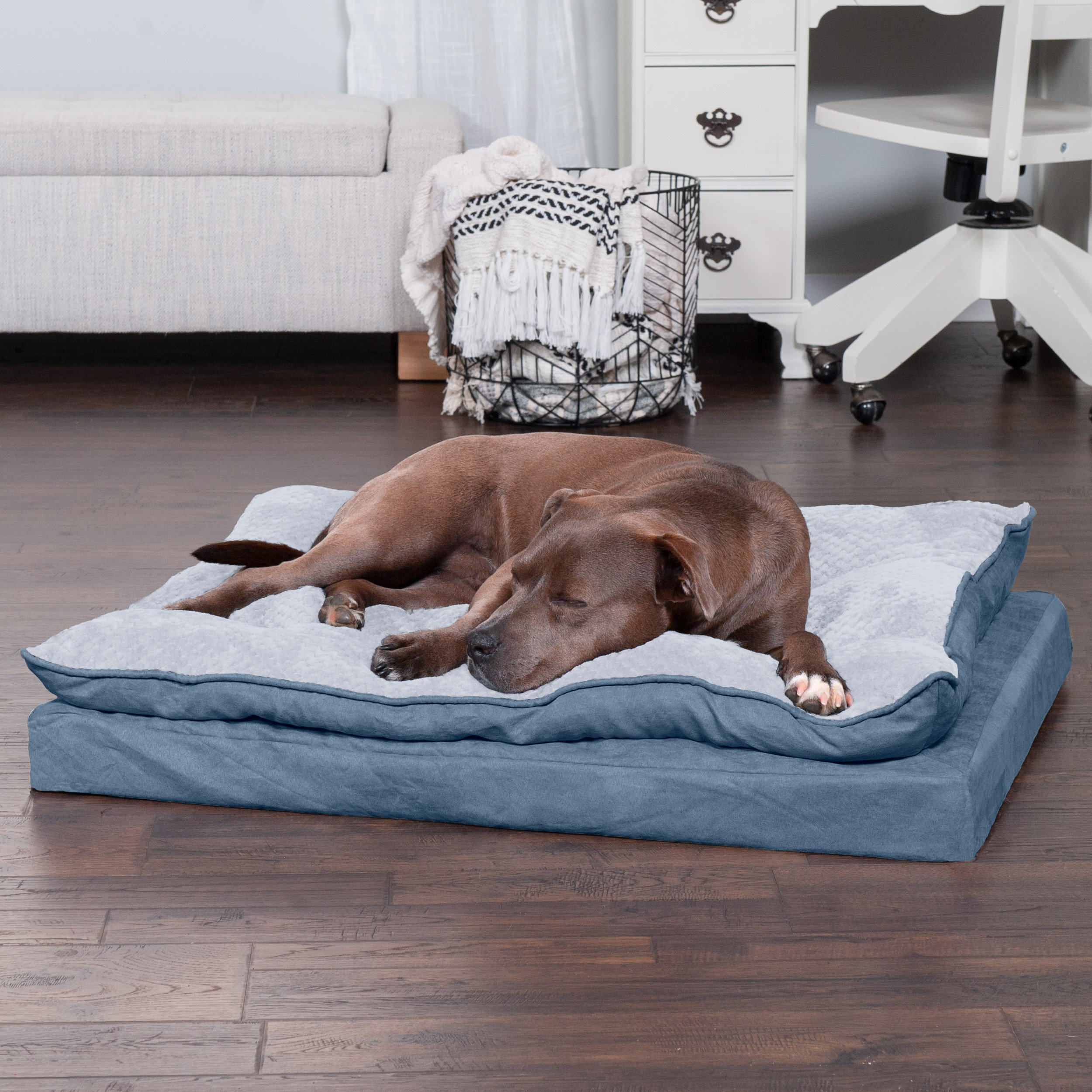 FurHaven Mink Faux Fur & Suede PillowTop Orthopedic Dog Bed Pillow