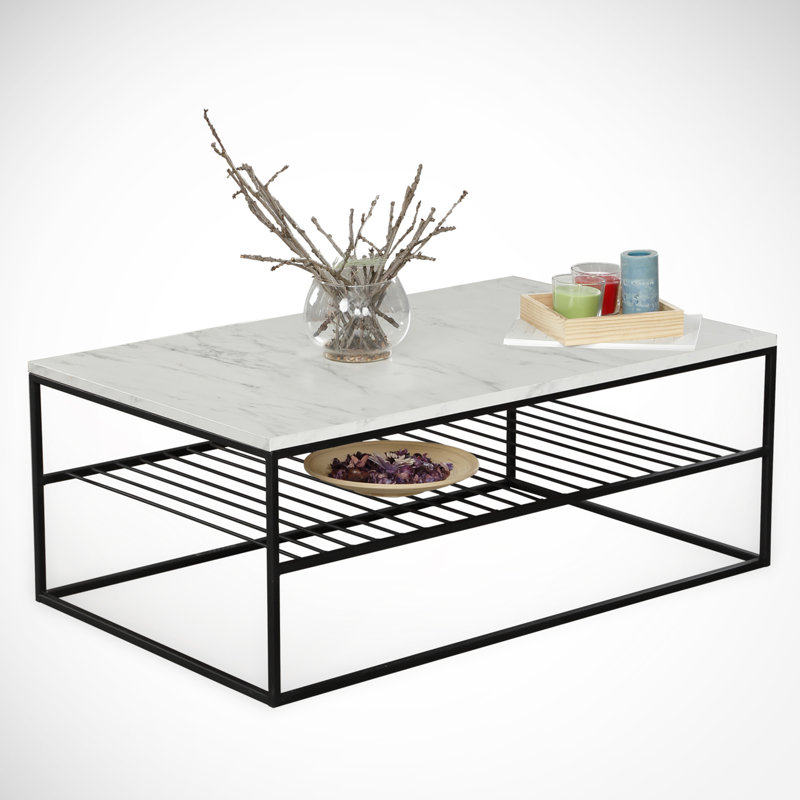 Table basse avec rangement Etna, Marbre blanc