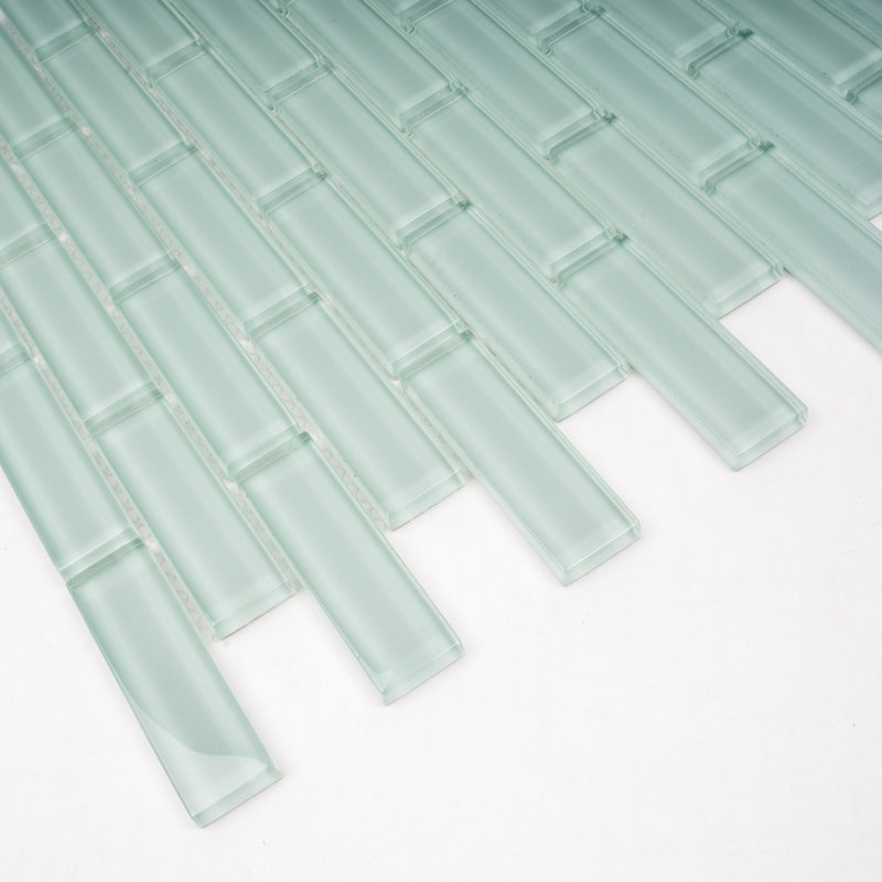 11.9"X 11.9" Polished Glass Brick Tile, Aqua