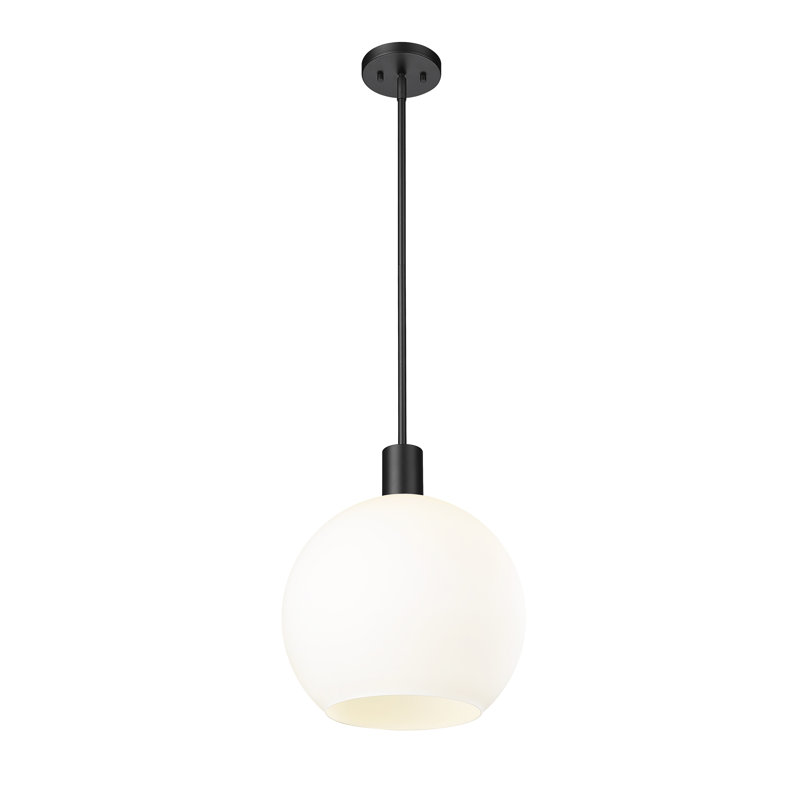 Matte Black Globe Pendant Light with Glass Shade