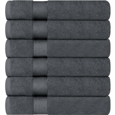 Ensemble de 6 serviettes de bain moyennes, 24 par 48 pouces, 100% coton filé à l'anneau 500 g / m², serviettes de qualité supérieure à séchage rapide très absorbantes pour hôtel, spa et salle de bain, gris