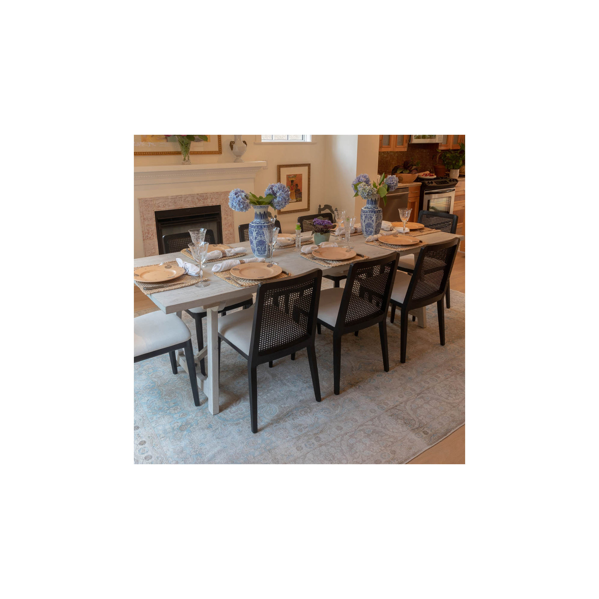 Furley Cane Dining Chair, Black Frame