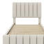 Lit simple avec lit gigogne escamotable et 3 tiroirs de rangement en dessous, lit plateforme simple tapissier en lin-1227497294