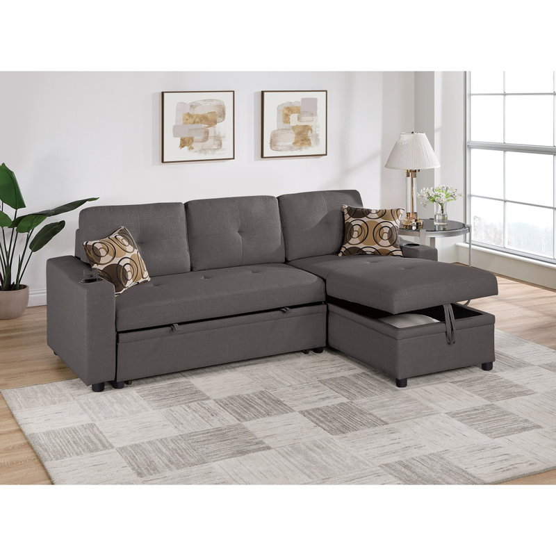 Canapé modulaire convertible en tissu Dorris, Noir