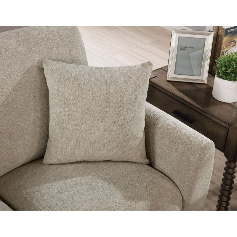 Causeuse à accoudoirs arrondis 55,5 po Dahlya, 100 % polyester gris clair
