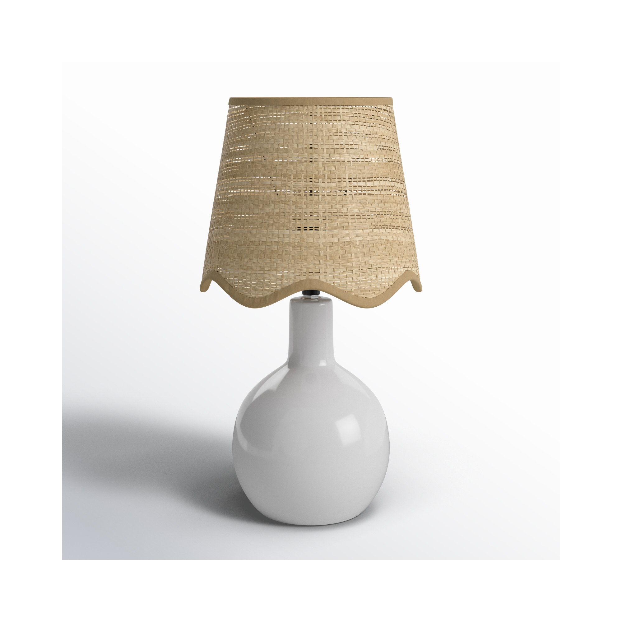 Maura Accent Table Lamp, 15"H x 9"W x 9"D, White, Tan