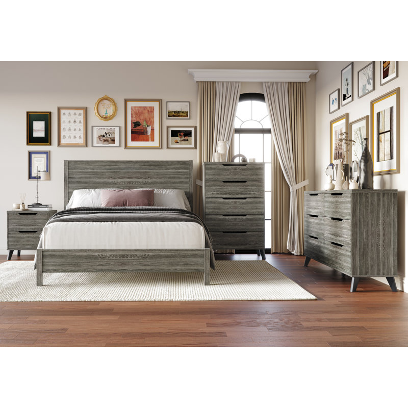 Ihor Piece Bedroom Set, Dark Gray, Queen