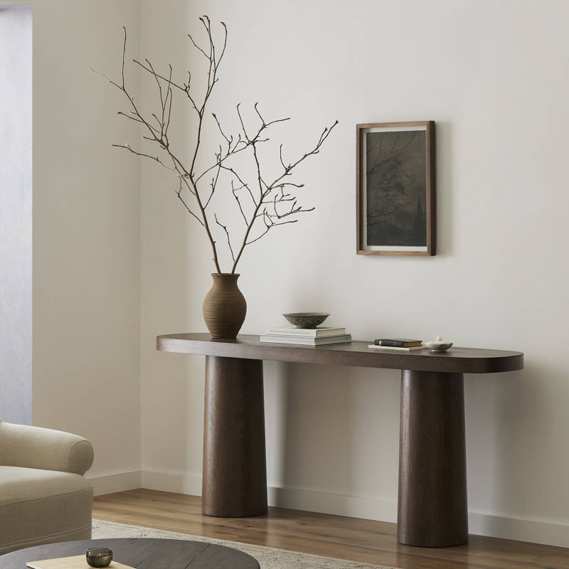 Sargent Yetter Console Table-Rustic Brown Oak Veneer