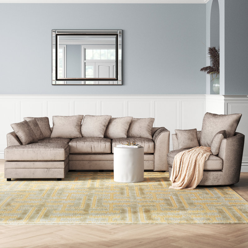 Romelia 2 Piece Velvet Standard Living Room Set, Left Hand, Mink