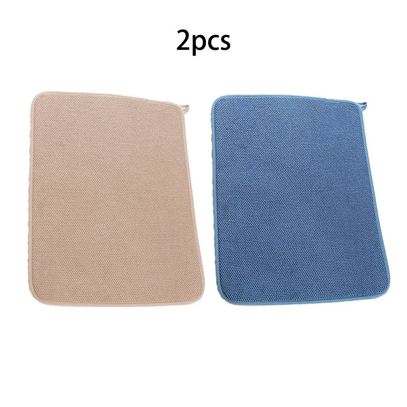 2 tapis de séchage de vaisselle multicolores multicolores pour tapis, Beige / bleu