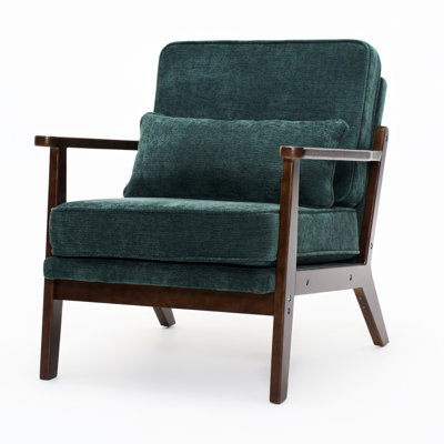 Chaise de salon simple de style Mid-Century, avec coussin lombaire, coussin en tissu et droite, pour un environnement de bureau personnel relaxant